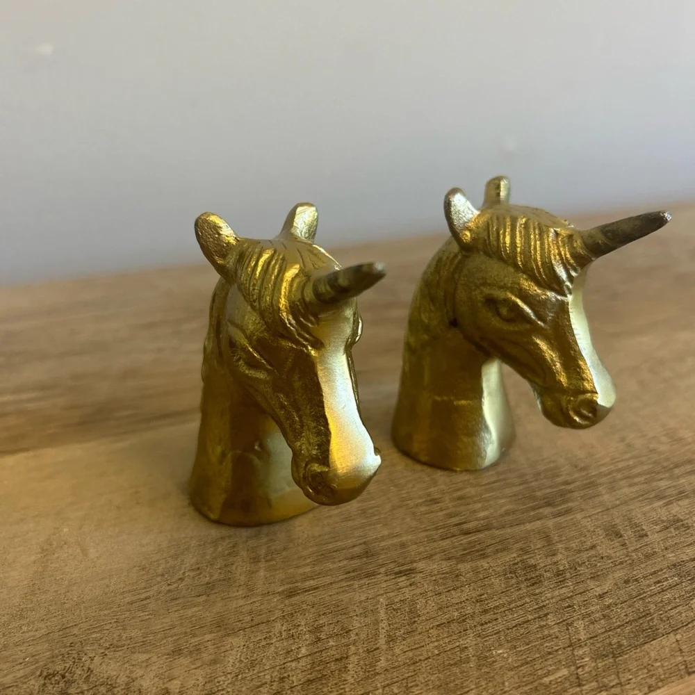 Gold Unicorn Salt and Pepper Shaker‎ Set Metal Thirstystone Unique whimsical